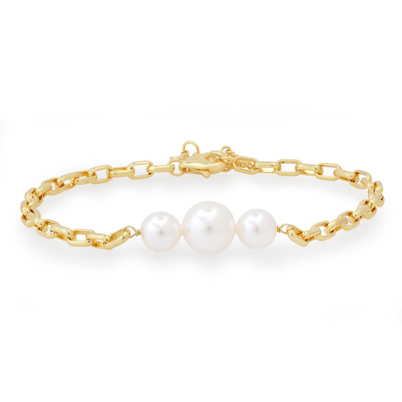 TAI JEWELRY Bracelet Chain Link Bracelet with 3 Pearls