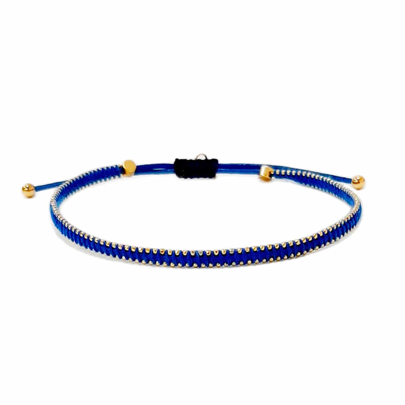 TAI JEWELRY Bracelet Blue Handmade Silk Bracelet With Gold Beaded Accents
