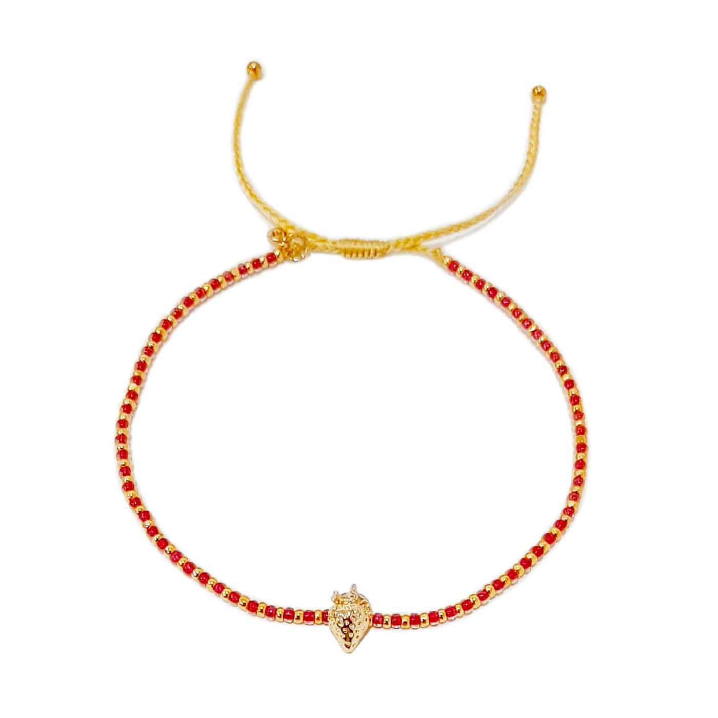 TAI JEWELRY Bracelet Handwoven Bracelet With Strawberry Charm