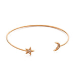 TAI JEWELRY Bracelet Rose Gold/Clear Moon And Star Open Bracelet