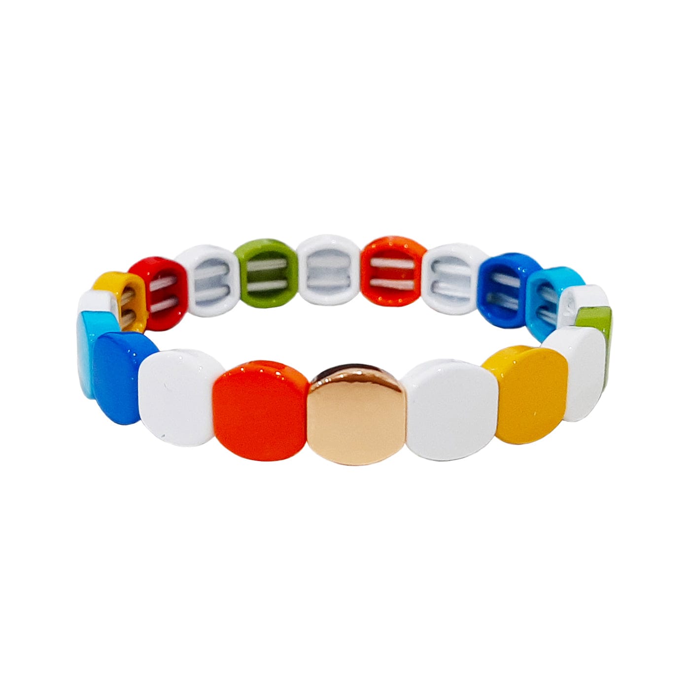 TAI JEWELRY Bracelet Round Multi Colored Alloy Beaded Stretch Bracelet