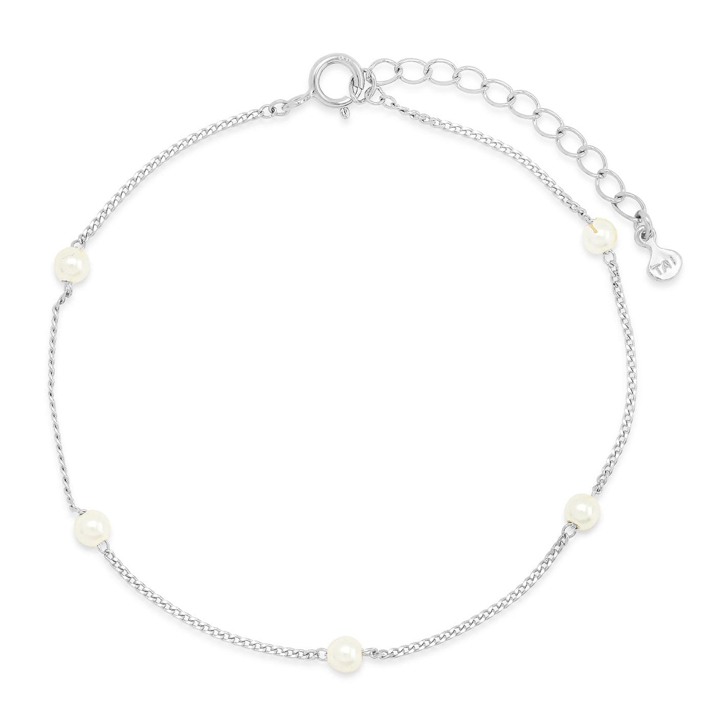 TAI JEWELRY Bracelet Silver Stationed Pearl Bracelet