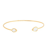 TAI JEWELRY Bracelet Gold/Clear Tear Shaped Open Bracelet