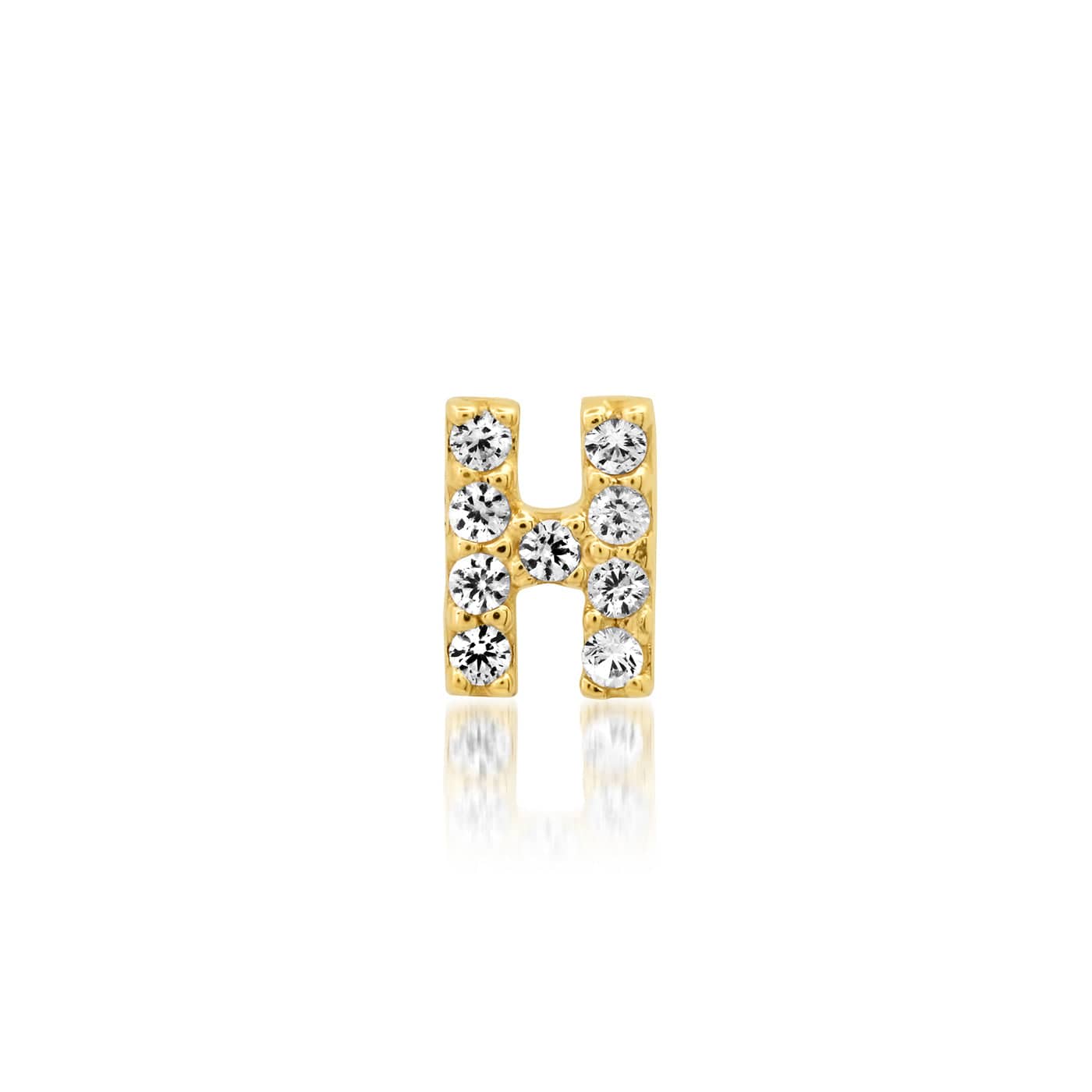 TAI JEWELRY Earrings 14k White Sapphire Monogram Stud