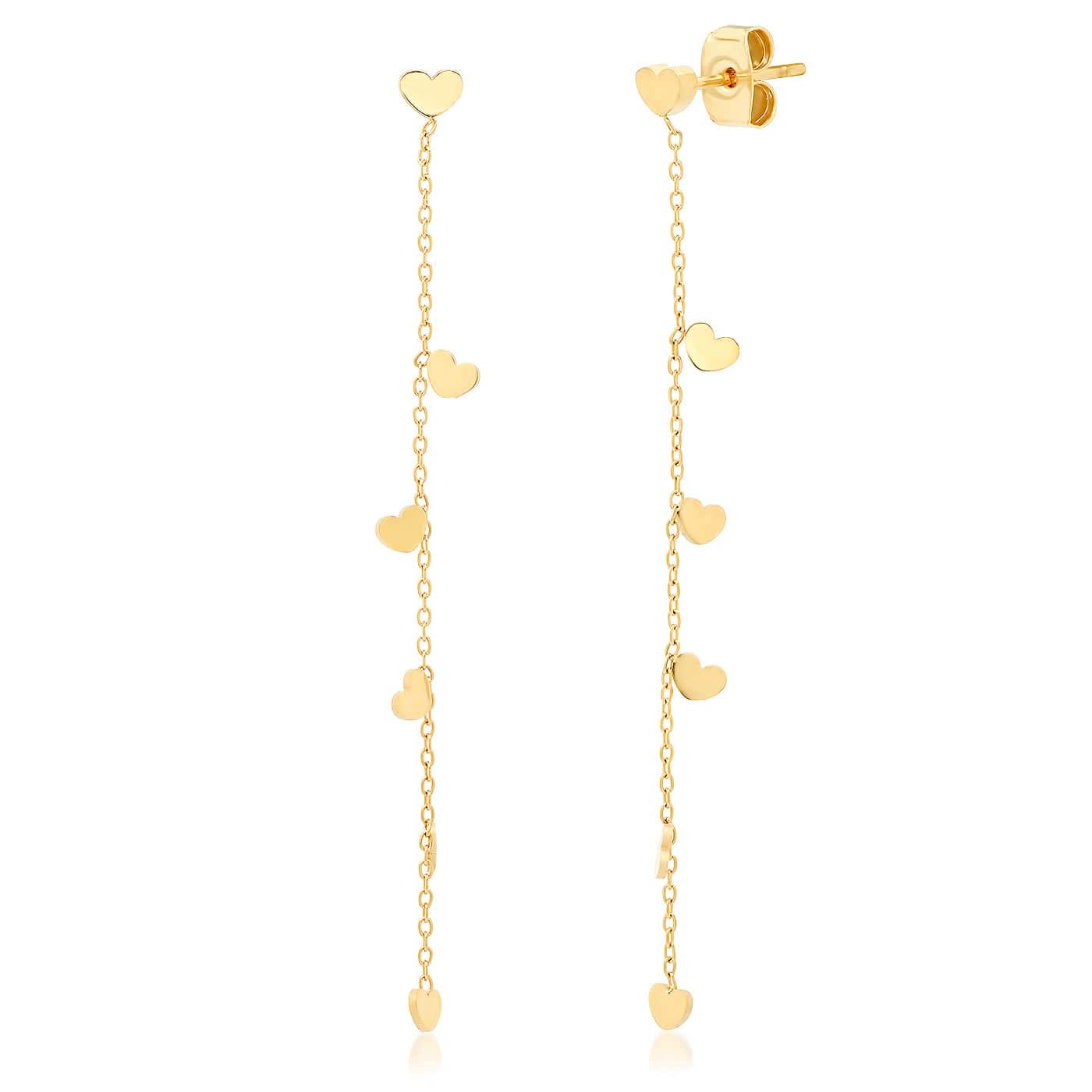 TAI JEWELRY Earrings Gold Chain Dangle Earrings With Heart Charms