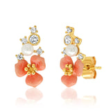 TAI JEWELRY Earrings Coral Flower Cluster Studs