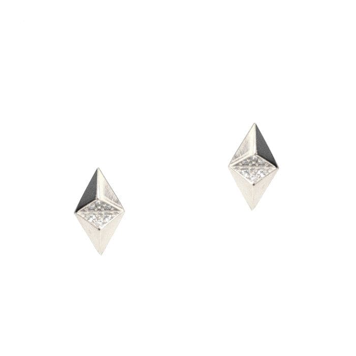 Diamond Pyramid Studs With Pave Cz Accents – TAI JEWELRY