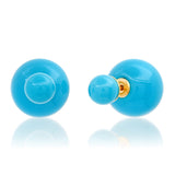 TAI JEWELRY Earrings Blue Double Ball Stud Earrings