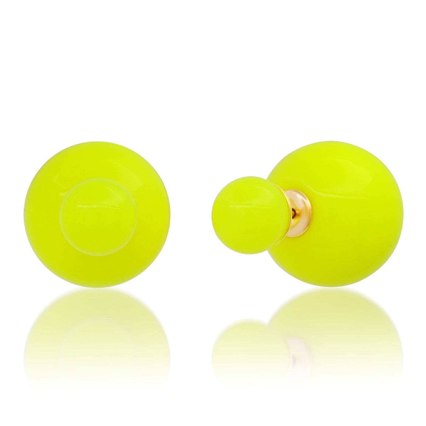 TAI JEWELRY Earrings Neon Yellow Double Ball Stud Earrings