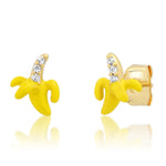 TAI JEWELRY Earrings Enamel and CZ Banana Studs