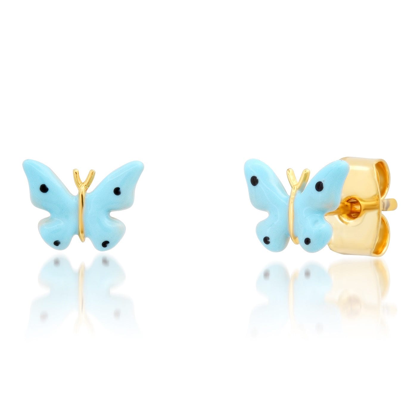 TAI JEWELRY Earrings Sky Blue Enamel Butterfly Studs