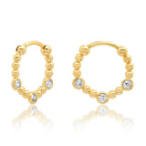 TAI JEWELRY Earrings Gold Huggie With Triple Cz