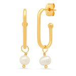 TAI JEWELRY Earrings Gold Link Earrings With Pearl Charm