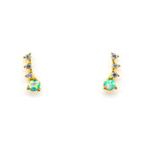 TAI JEWELRY Earrings Gold Vermeil 4 Stone Cz And Opal Crawler