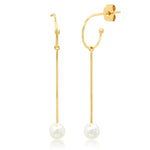 TAI JEWELRY Earrings Hoop With Linear Pearl Dangle