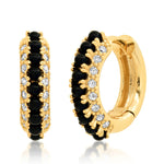 TAI JEWELRY Earrings Black Huggies Encrusted With Colored Stones And CZ Stones