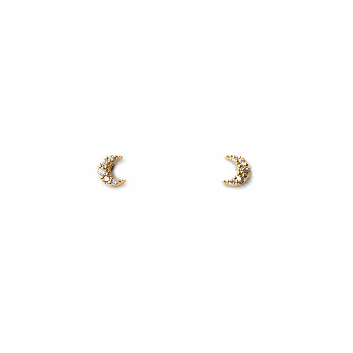 TAI JEWELRY Earrings GOLD Mini Pave Moon Earrings