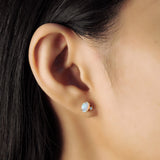TAI JEWELRY Earrings Opal Oval Stud With Tiny Star Accent