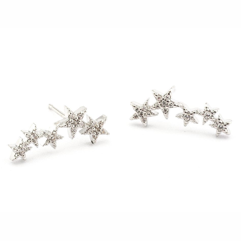 TAI JEWELRY Earrings SILVER Pave 5 Star Earrings