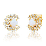 TAI JEWELRY Earrings Pave CZ Crescent with Opal Stone