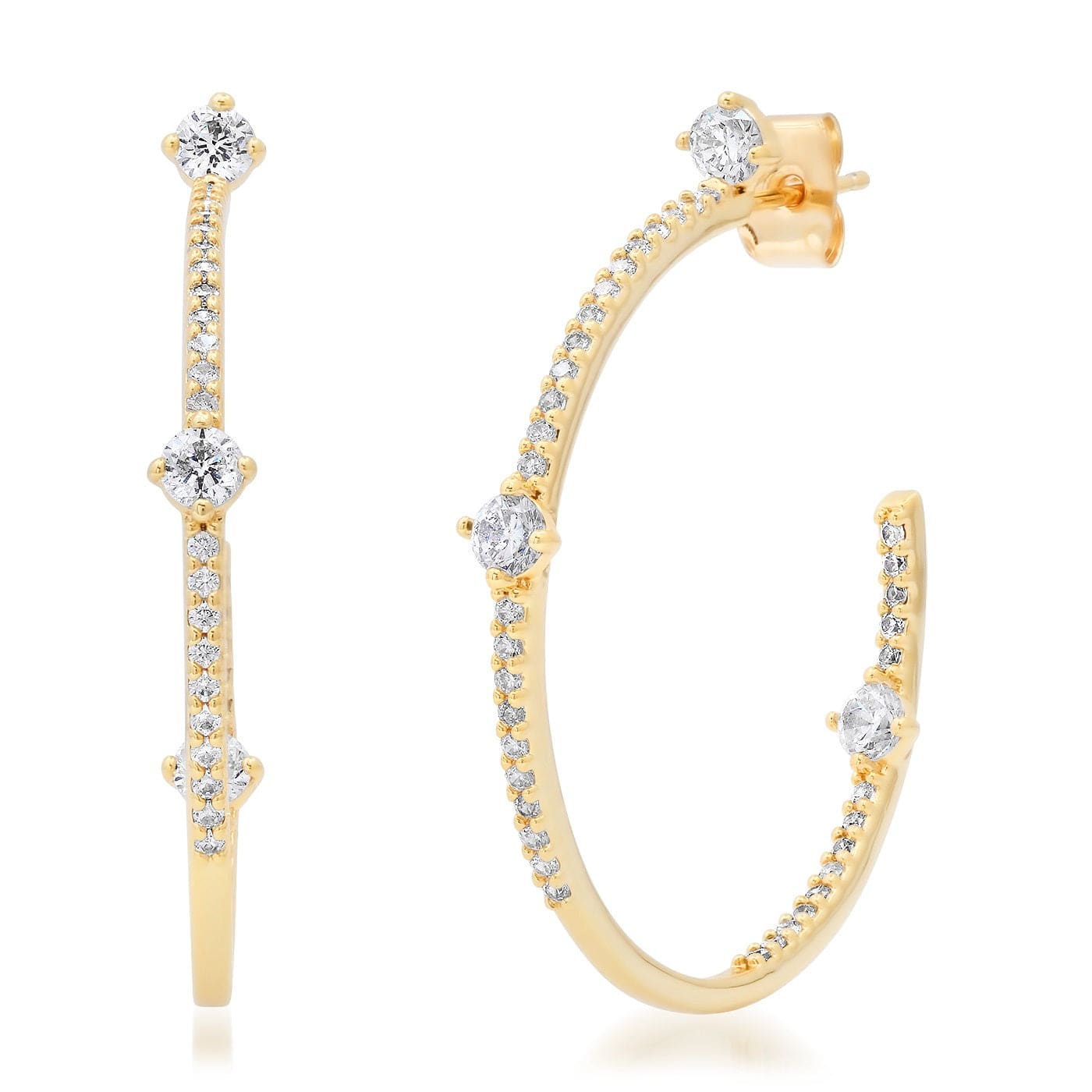 TAI JEWELRY Earrings Pave Hoops with CZ Stations