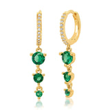 TAI JEWELRY Earrings Emerald Green Pave Huggie With Glass Stone Dangles