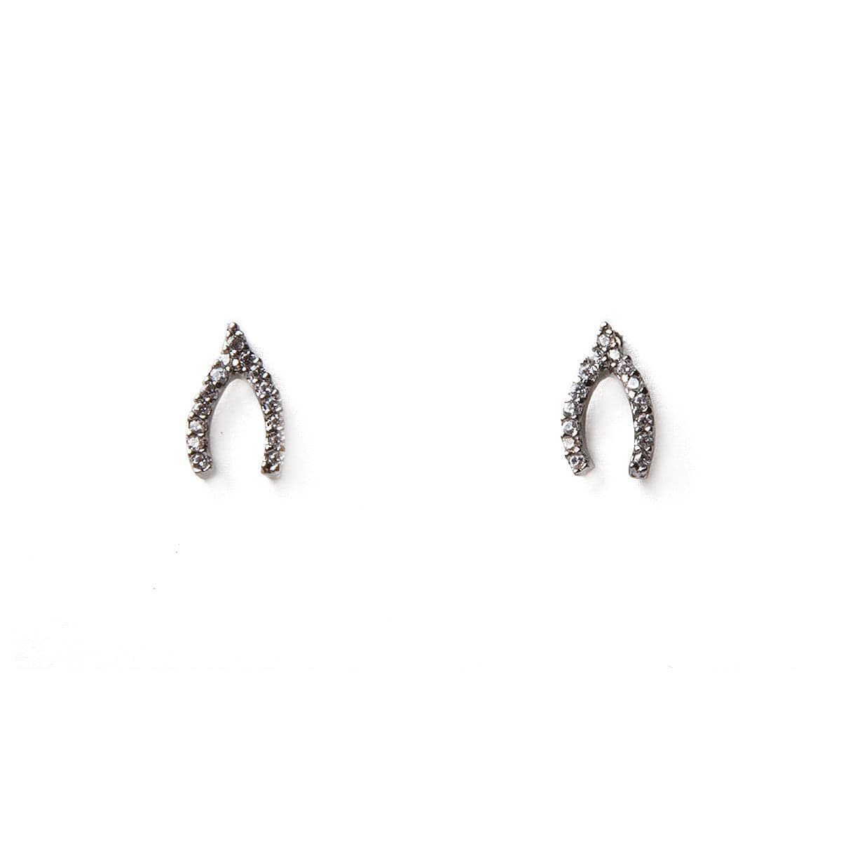 TAI JEWELRY Earrings OXIDIZED SILVER Pave Mini Wishbone Earrings