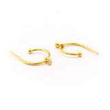 TAI JEWELRY Earrings Gold Small Hook Earring With Cz Charm
