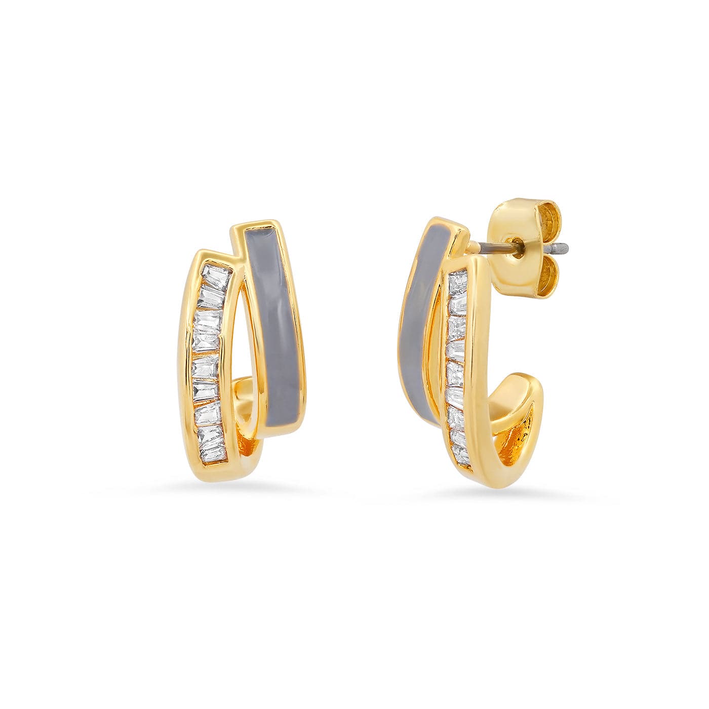 Tai Jewelry Double Swarovski Pearl and CZ Modern Stud main image 1