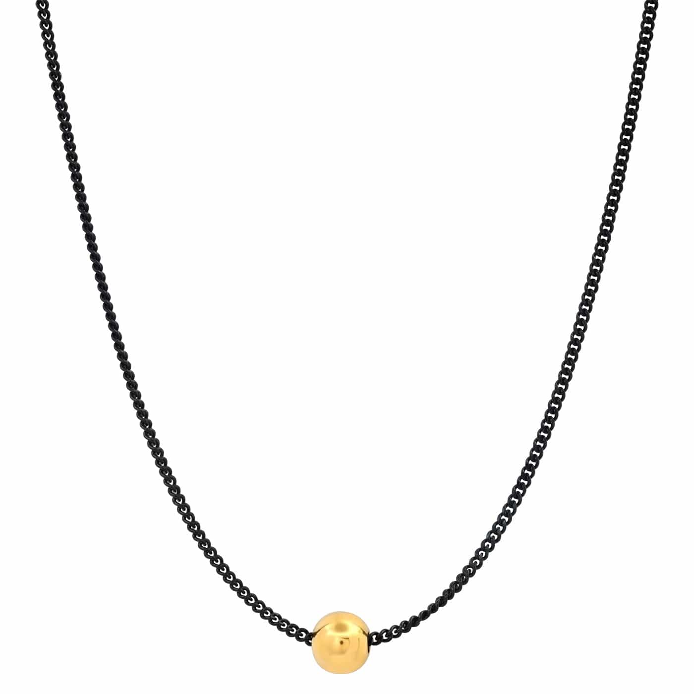 TAI JEWELRY Necklace Black Cable Chain with Gold Ball