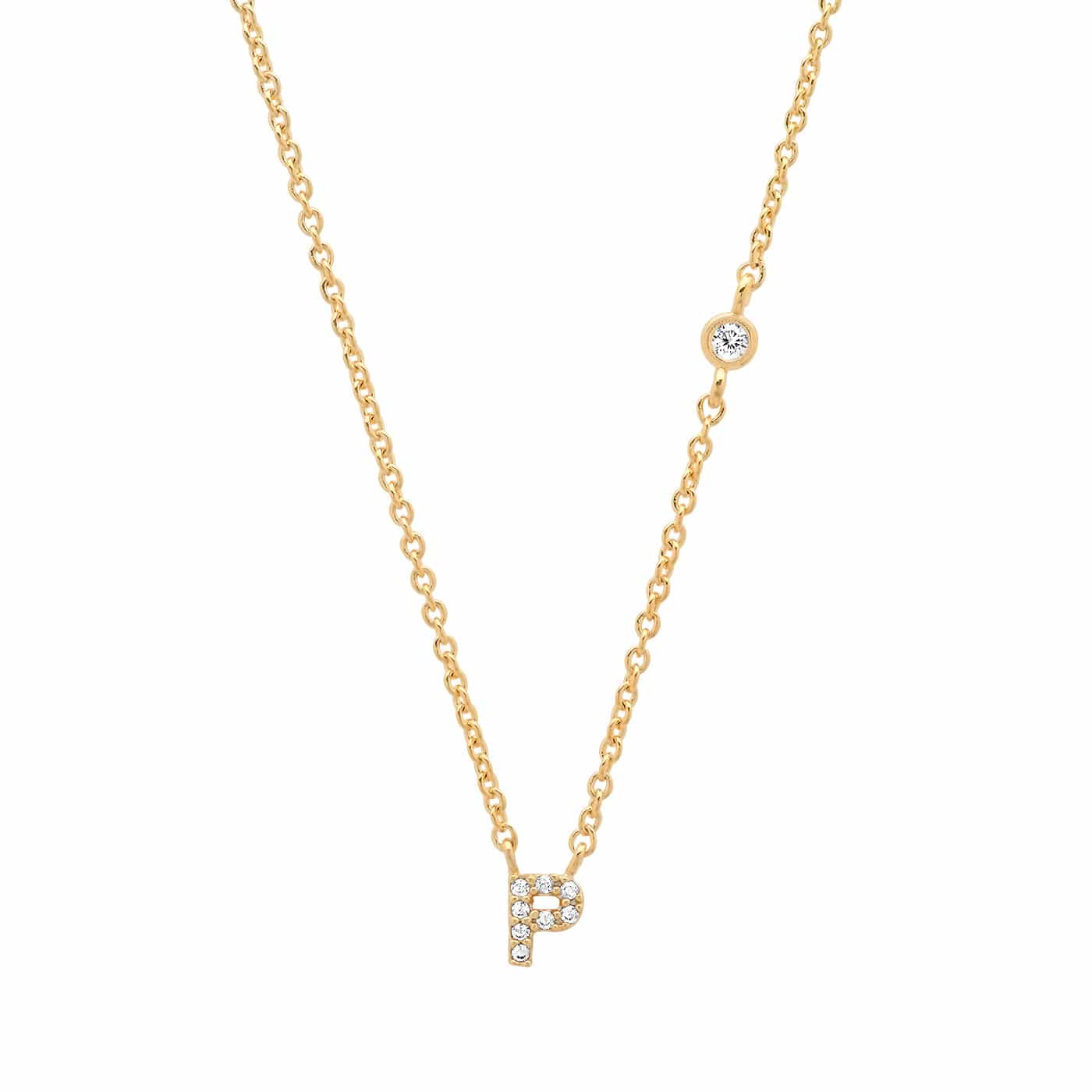 TAI JEWELRY Necklace Gold / P CZ Initial Necklace