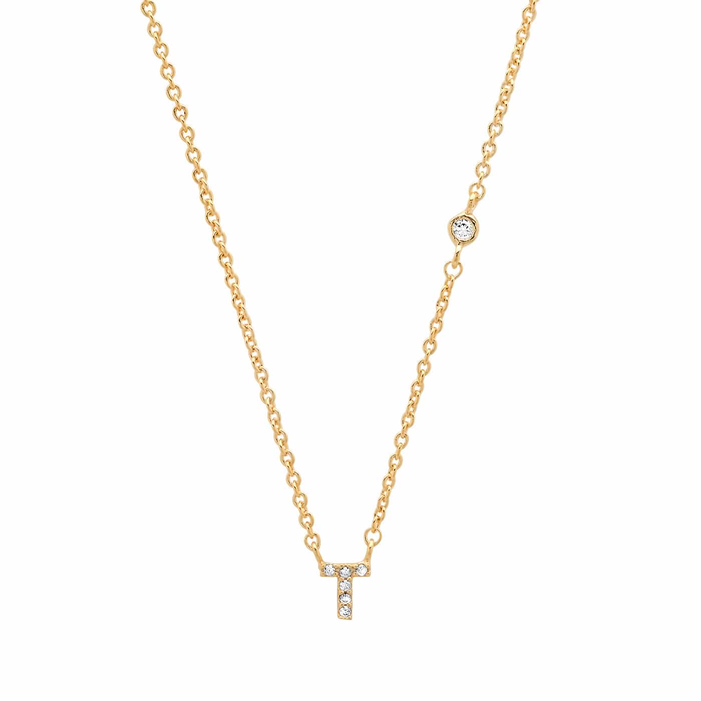 TAI JEWELRY Necklace Gold / T CZ Initial Necklace