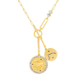 TAI JEWELRY Necklace Aries Double Coin Pendant Zodiac And Constellation Necklace