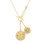 TAI JEWELRY Necklace Gemini Double Coin Pendant Zodiac And Constellation Necklace