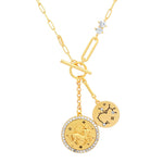 TAI JEWELRY Necklace Sagittarius Double Coin Pendant Zodiac And Constellation Necklace