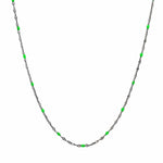 TAI JEWELRY Necklace Black/Neon Green Gold Vermeil Sparkle Chain with Enamel Stations