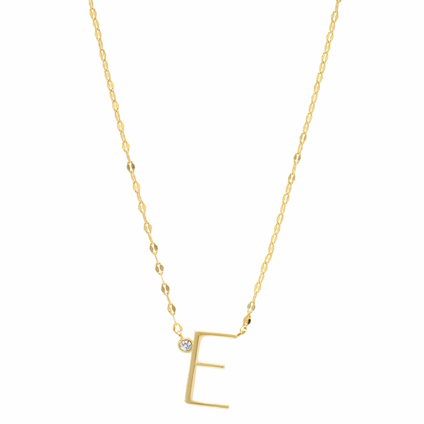 TAI JEWELRY Necklace E Medium Sized Initial Necklace With Cz Accent