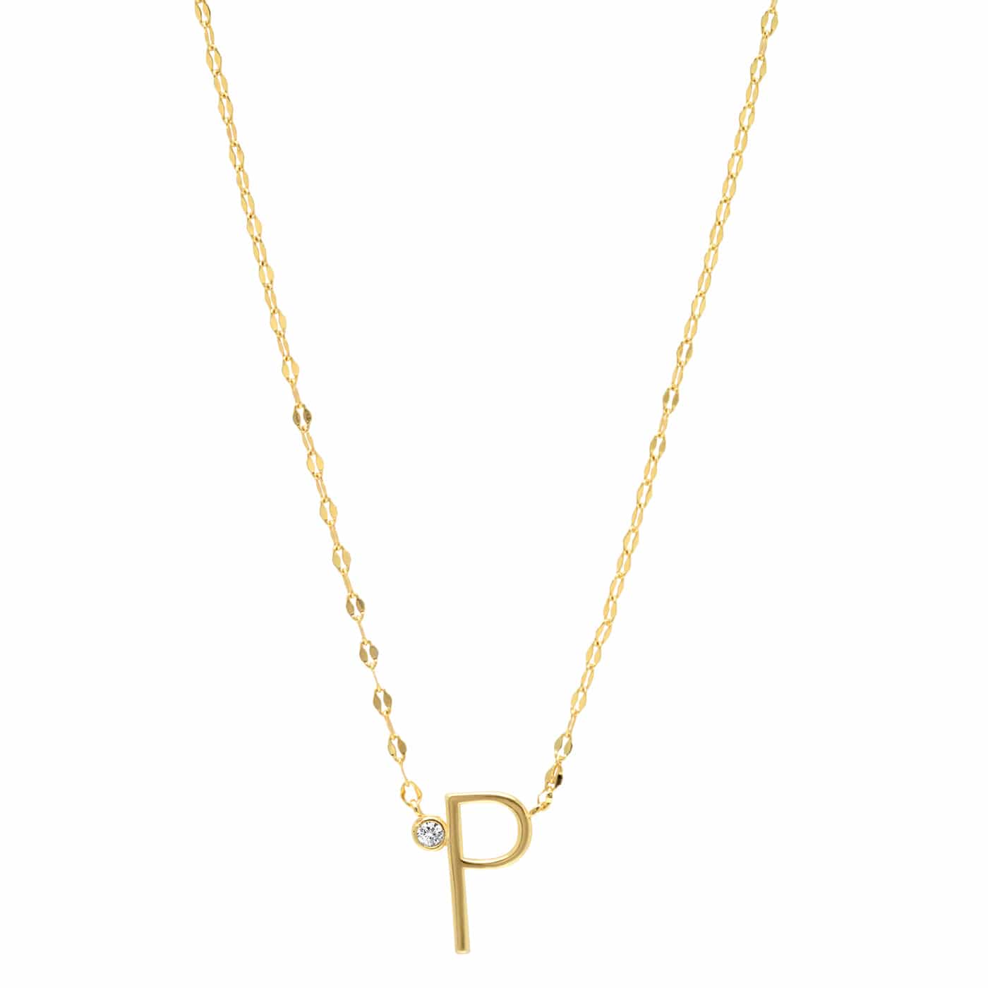 TAI JEWELRY Necklace P Medium Sized Initial Necklace With Cz Accent