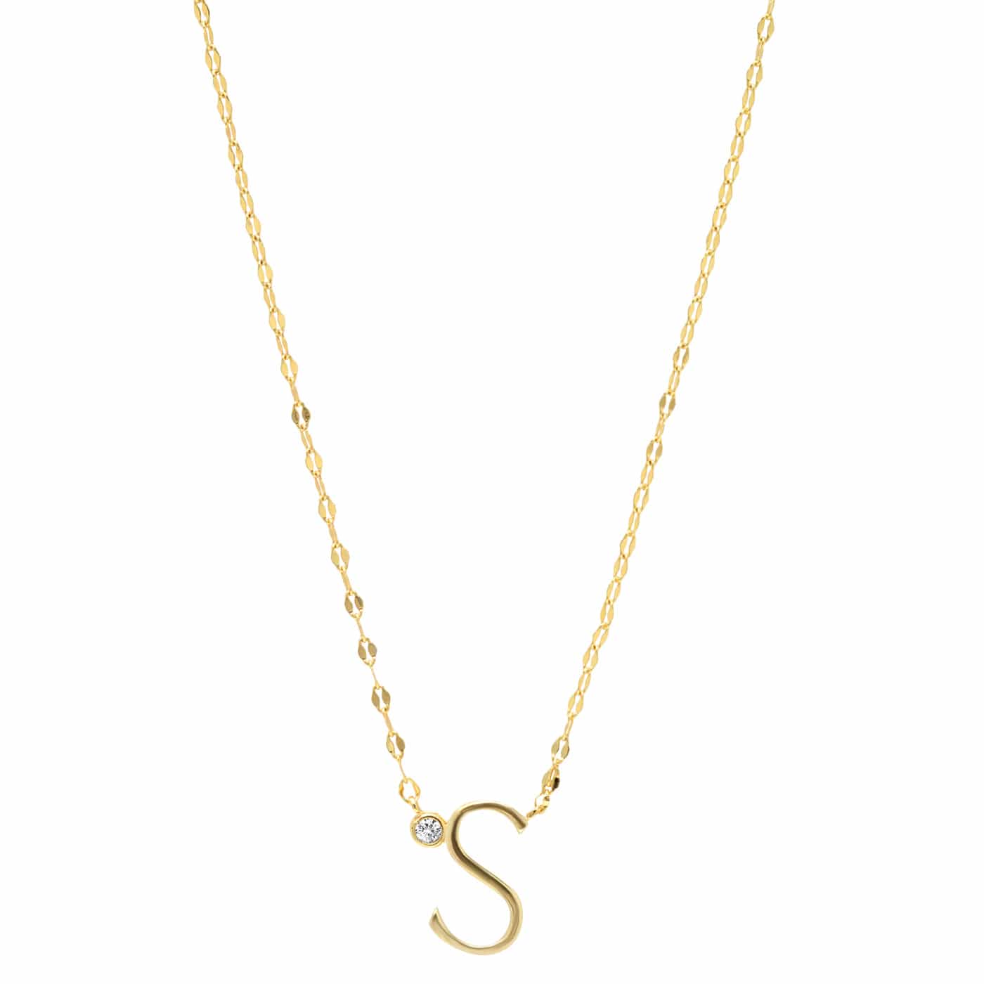 TAI JEWELRY Necklace S Medium Sized Initial Necklace With Cz Accent