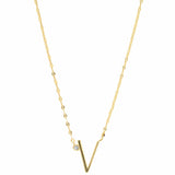 TAI JEWELRY Necklace V Medium Sized Initial Necklace With Cz Accent