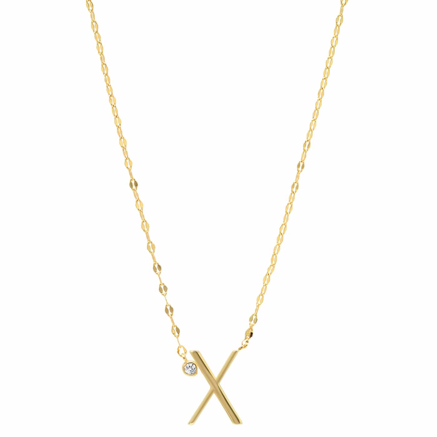 TAI JEWELRY Necklace X Medium Sized Initial Necklace With Cz Accent