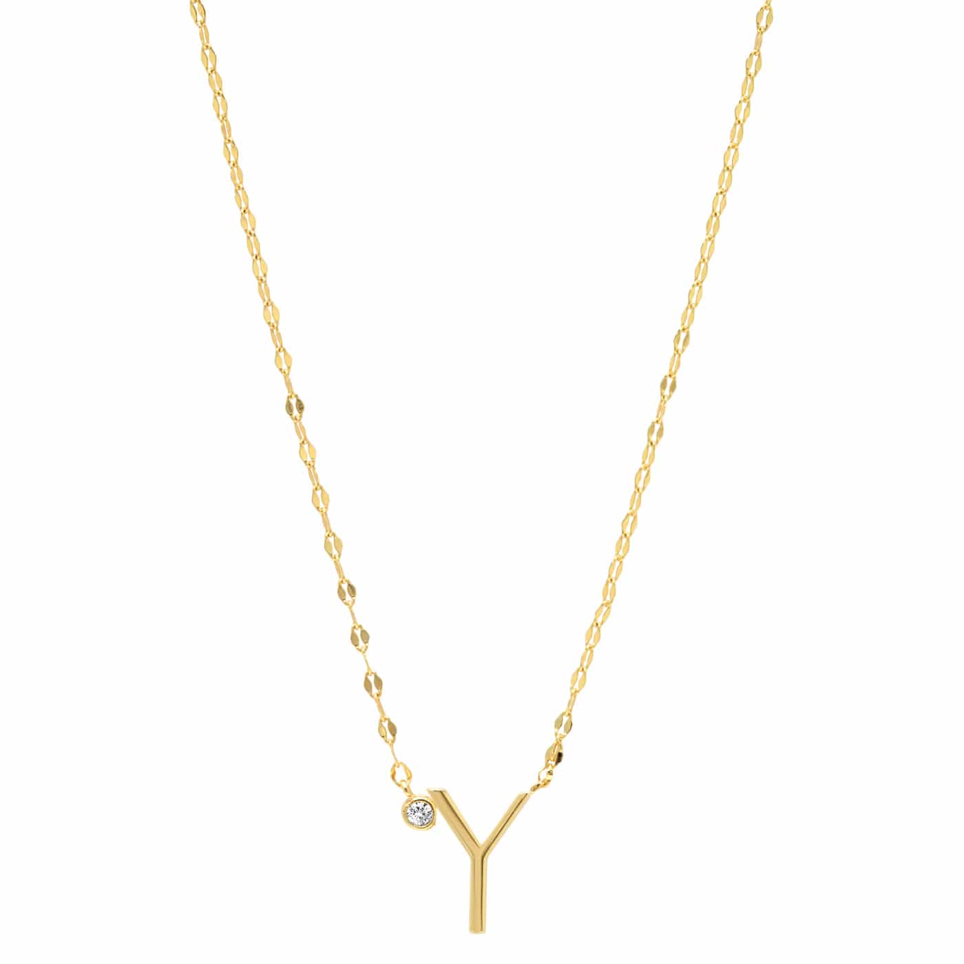 TAI JEWELRY Necklace Y Medium Sized Initial Necklace With Cz Accent