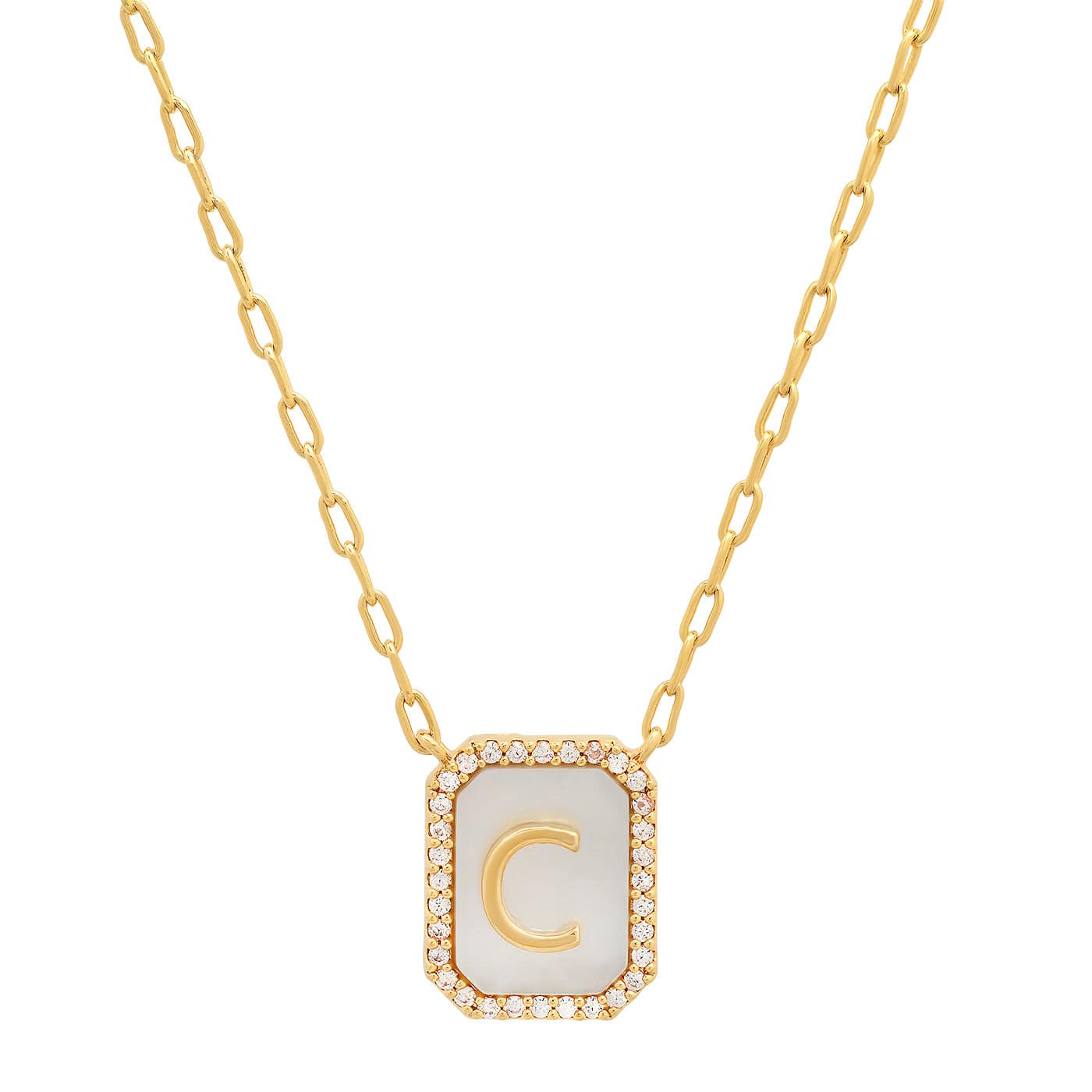 TAI JEWELRY Necklace C Mother Of Pearl Monogram Necklace