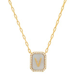 TAI JEWELRY Necklace V Mother Of Pearl Monogram Necklace