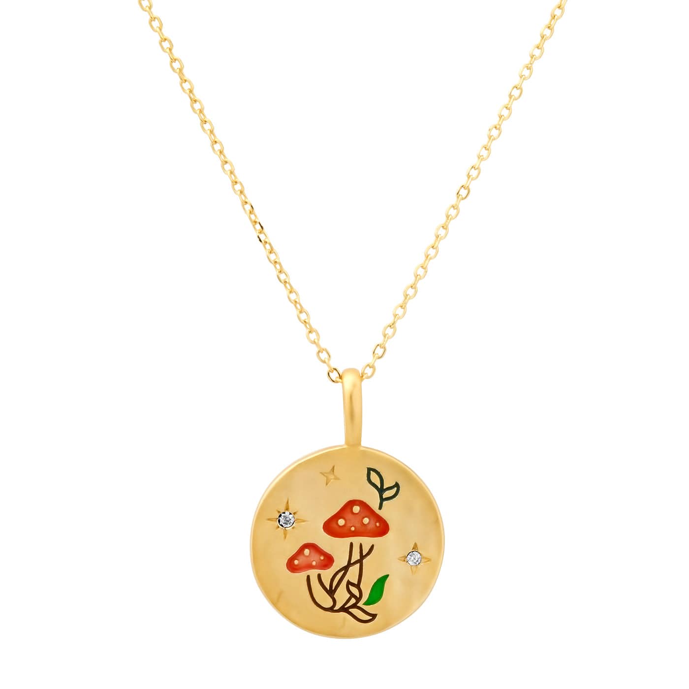 Wire Wrapped Small Mushroom Pendant Necklace Fashion Women Carved Gemstones Mush