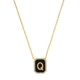 TAI JEWELRY Necklace Q Onyx Monogram Pendant Necklace