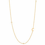 TAI JEWELRY Necklace C Sideways Initial Gold Necklace With CZ Accents