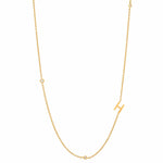 TAI JEWELRY Necklace H Sideways Initial Gold Necklace With CZ Accents