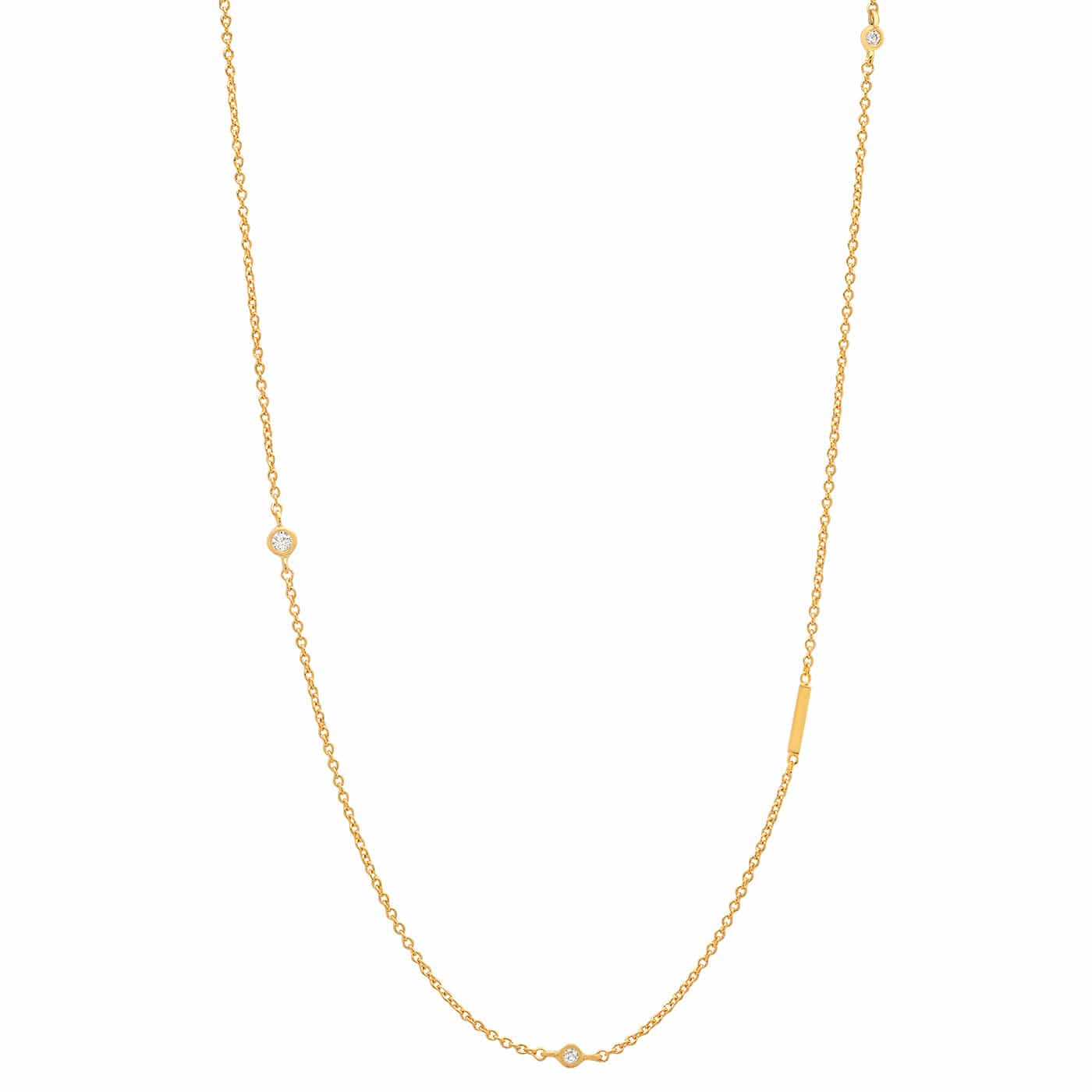 TAI JEWELRY Necklace I Sideways Initial Gold Necklace With CZ Accents