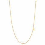 TAI JEWELRY Necklace R Sideways Initial Gold Necklace With CZ Accents